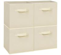 Easi Storage Cubes, 11 Inch Storage Bins, Set of 4, Foldable Fabric Cube Storage Organizer With Handles, Closet Cube Storage Bins, Collapsible Cubby Storage Organizer for Shelves,Offices, Beige