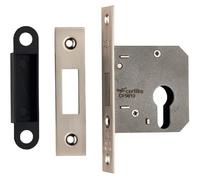 Easi T Euro Profile Deadlock, Residential, Key-Operated, for Internal Doors, Secure Locking Solution (Electro Brassed, 64mm - Boxed)