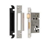 Easi T Euro Profile Sashlock, for Euro Cylinder Systems, Suitable for Internal and External Wooden Doors (Satin Stainless Steel, 64mm)