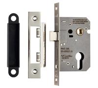 Easi T Euro Profile Sashlock, Residential, for Internal Doors, Compatible with Euro Cylinder Systems, Secure Locking Solution (Nickel Plate, 76mm - Boxed)