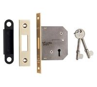 Easi T Residential 3 Lever Deadlock for Internal Doors, Key Operation, Secure Locking, Easy Install (Electro Brassed, 64mm - Blister Pack)