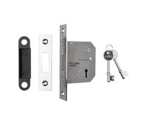 Easi T Residential 3 Lever Deadlock for Internal Doors, Key Operation, Secure Locking, Easy Install (Nickel Plate, 76mm - Boxed)