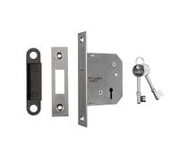 Easi T Residential 3 Lever Deadlock for Internal Doors, Key Operation, Secure Locking, Easy Install (Satin Nickel, 64mm - Boxed)