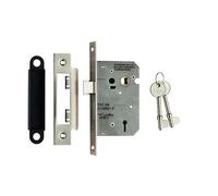 Easi-T Residential 3 Lever Sashlock Mortice Lock Durable Steel Construction for Timber Doors Domestic Security Use (Radius, Nickel Plate, 64mm)