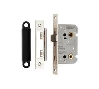 Easi-T Residential Bathroom Lock Range Mortice Privacy Locks Durable Steel Construction for Bathroom & WC Timber Doors (Square, Nickel Plate, 64mm)