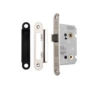 Easi-T Residential Bathroom Lock Range Mortice Privacy Locks Durable Steel Construction for Bathroom & WC Timber Doors (Radius, Nickel Plate, 64mm)