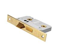 Easi-T Residential Bathroom Lock, Square and Radius Forends, Certified, Fire Door Rated, 64mm, 10-Year Guarantee, for Domestic and Commercial Use Brass Plated BAE 5025 EB