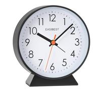 EASIBEST No Ticking Silent Alarm Clock,Easy to Read and Use,Ascending Sound,1 AA Battery Operated,Snooze Light,Bedside Desk Clock,Black