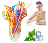 EASICUTI 100 Pcs Reusable Drinking Straws, 26cm Extra Long Multi-Coloured Bendy Straws for Kids, Adults, Flexible Bendable Straw for Cocktails, Juices, Parties, Birthdays, Weddings, Bars, Home Use