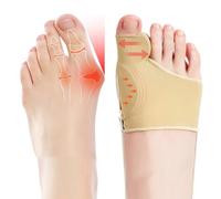 EASICUTI 2 Pairs Bunion Corrector, Big Toe Straightener with Splint & Gel Pads Toe Separators Spacers for Hallux Valgus Correction Protector Pain Relief, Non Slip Socks for Day Night Support, Beige