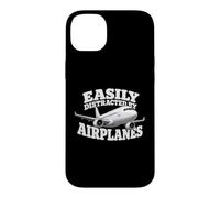 Easily Distracted By Airplanes Funny Plane Pilot Humor Kids Case for iPhone 14 Plus