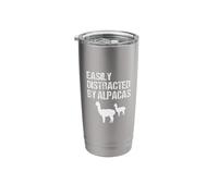 Easily Distracted by Alpacas - Fluffy Llama Farm Humour Stainless Steel Insulated Tumbler
