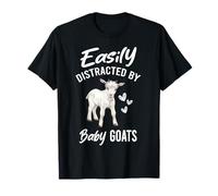 Easily distracted by Baby Goats Farm Funny Goat Lover T-Shirt