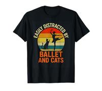 Easily Distracted by Ballet Cats Retro Ballerina Cat Lover T-Shirt