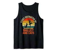 Easily Distracted by Ballet Cats Retro Ballerina Cat Lover Tank Top