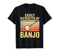 Easily Distracted by Banjo Funny Music Lover Retro Musician T-Shirt