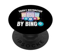 Easily Distracted By Bingo - Funny Gambling Lottery Bingo PopSockets Adhesive PopGrip