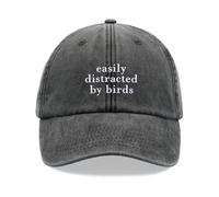 Easily Distracted by Birds Baseball Cap Vintage Washed Unisex Dad Hat Adjustable Black