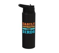 Easily Distracted by Birds Funny Stainless Steel Insulated Water Bottle