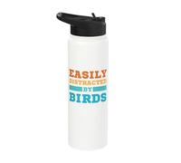 Easily Distracted by Birds Funny Stainless Steel Insulated Water Bottle