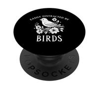 Easily Distracted By Birds On A Branch Bird Watching Funny PopSockets Adhesive PopGrip