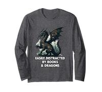 Easily Distracted By Books & Dragons Long Sleeve T-Shirt