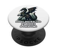 Easily Distracted By Books & Dragons PopSockets Adhesive PopGrip