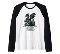 Easily Distracted By Books & Dragons Raglan Baseball Tee
