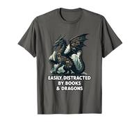 Easily Distracted By Books & Dragons T-Shirt