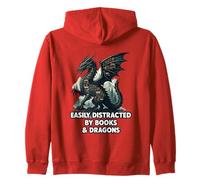 Easily Distracted By Books & Dragons Zip Hoodie