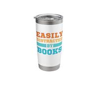 Easily Distracted by Books Funny Bookworm Stainless Steel Insulated Tumbler