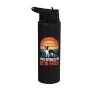 Easily Distracted by Boston Terriers Stainless Steel Insulated Water Bottle