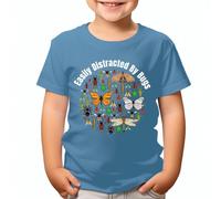 Easily Distracted by Bugs T-Shirt for Nature and Insect Lovers Funny Entomology Tee Perfect for Bug Enthusiasts #T490 3-4 Years Light Blue
