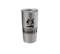 Easily Distracted By Burpees Funny Exercise Stainless Steel Insulated Tumbler