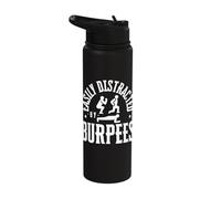 Easily Distracted By Burpees Funny Exercise Stainless Steel Insulated Water Bottle