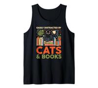 Easily Distracted By Cats and Books Cozy Introvert Read Tank Top
