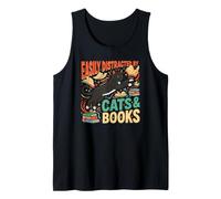 Easily Distracted By Cats and Books Cozy Library Readers Tank Top