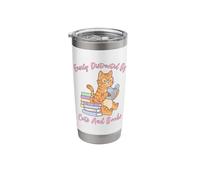 Easily Distracted by Cats and Books Reader Bookish Bookworm Stainless Steel Insulated Tumbler