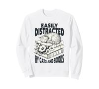Easily Distracted By Cats And Books Reading Feline Sweatshirt