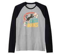 Easily Distracted By Cats and Books Vintage Bookish Fans Raglan Baseball Tee