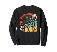 Easily Distracted By Cats And Books Vintage Bookish Fans Sweatshirt
