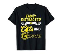 Easily Distracted By Cats and Crypto Funny Crypto Currency T-Shirt
