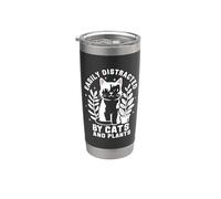 Easily Distracted By Cats and Plants Cat Lover Stainless Steel Insulated Tumbler
