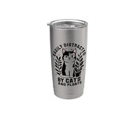 Easily Distracted By Cats and Plants Cat Lover Stainless Steel Insulated Tumbler