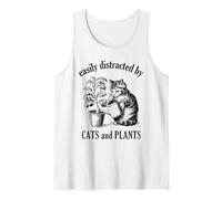 Easily Distracted by Cats and Plants Cat Mom Gardener Tank Top
