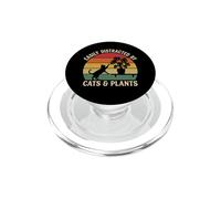 Easily Distracted By Cats And Plants Funny Pet Design PopSockets PopGrip for MagSafe