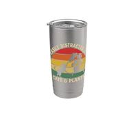 Easily Distracted By Cats and Plants Funny Pet Design Stainless Steel Insulated Tumbler