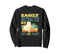 Easily Distracted By Cats And Plants Plant Lover Sweatshirt