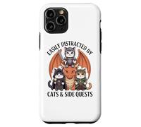 Easily Distracted by Cats and Side Quests Funny Dragon Kids Case for iPhone 11 Pro