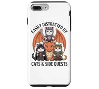 Easily Distracted by Cats and Side Quests Funny Dragon Kids Case for iPhone 7 Plus/8 Plus